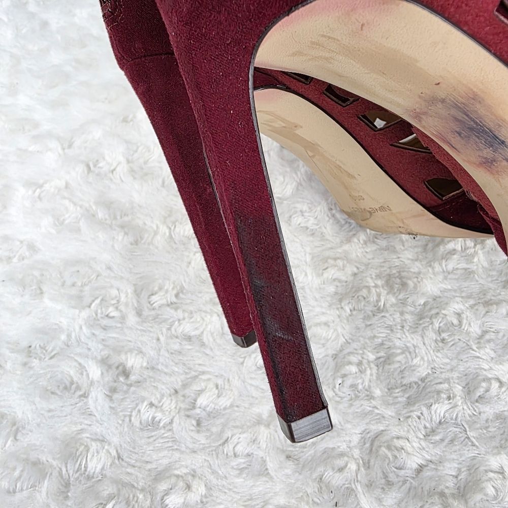 Nine West Tempo Laser Cut Geometric Bootie Maroon Red Size 9 - Picture 5 of 9